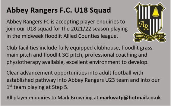 Still opportunities to get involved in our Allied Counties Under 18 side. Up for the challenge?? then get in touch!!