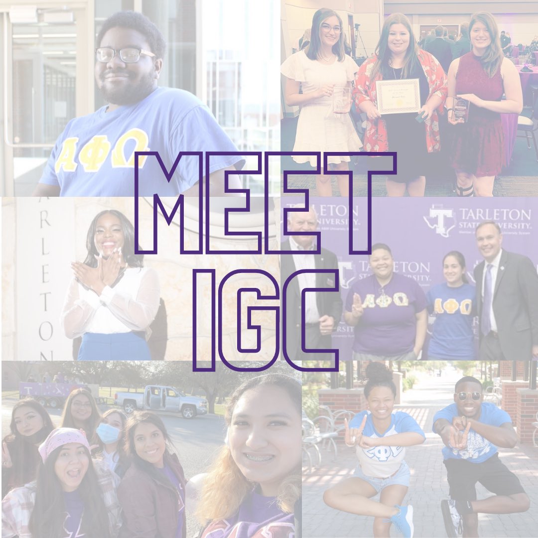 Meet the InterGreek Council (IGC) of Tarleton! 
This council consists of 5 sororities and fraternities:
1. Alpha Phi Omega 
2. Kappa Delta Chi 
3. Phi Beta Sigma, Fraternity Inc. 
4. Sigma Alpha 
5. Zeta Phi Beta, Sorority Inc. 
RSVP for info night: 
texansync.tarleton.edu/submitter/form…