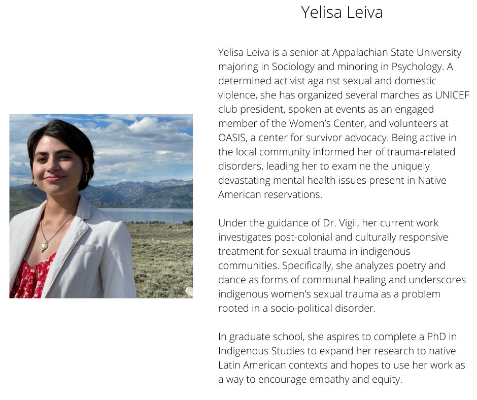murap_iaar's tweet image. Although the MURAP Conference is over, we are excited to continue our conversations with this year&apos;s MURAP Scholars. Today, we will talk with Yelisa Leiva (
@yelisaleiva ) about her project &quot;Decolonizing Indigenous Healing.&quot; #justtransform #murapchat