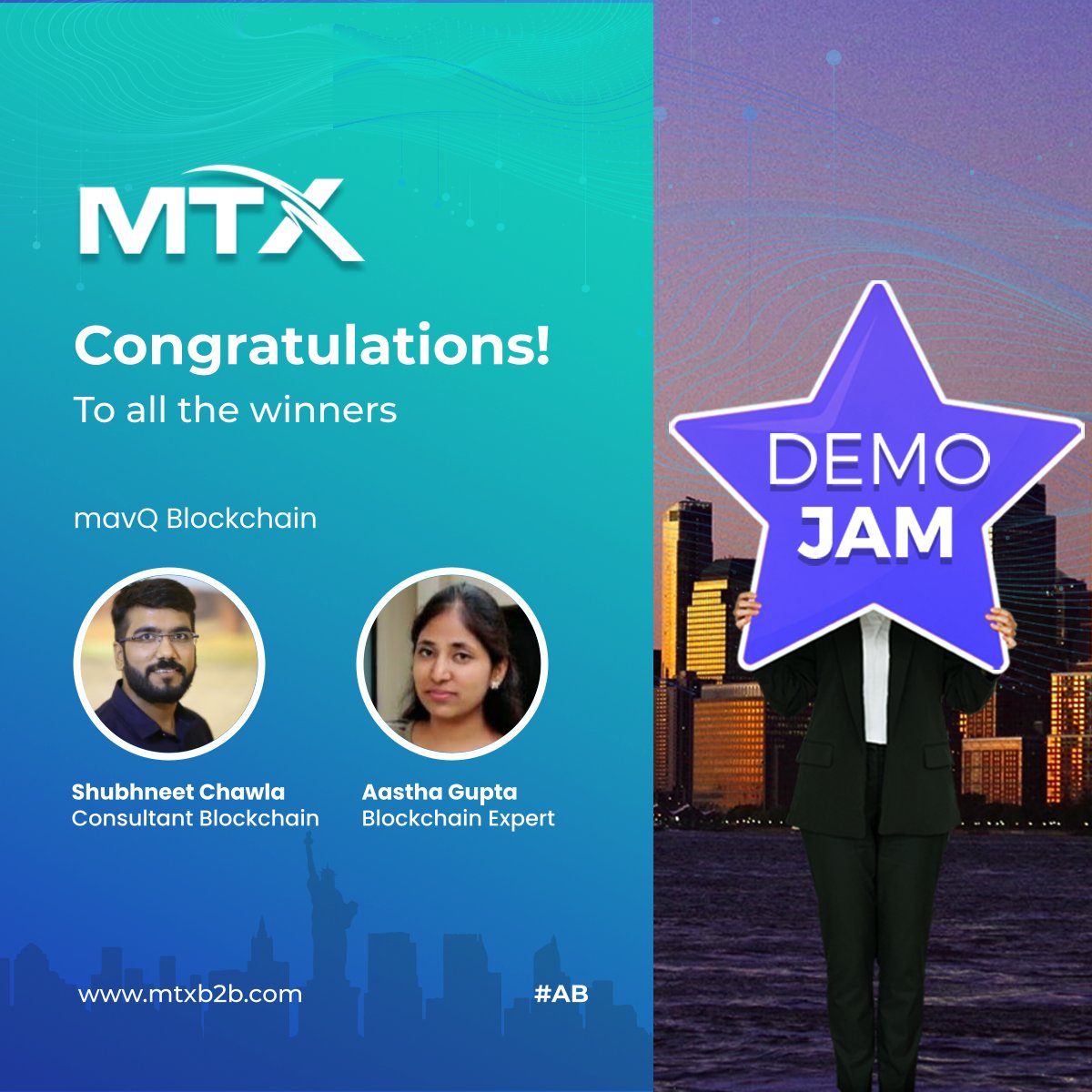 MTX_Inc's tweet photo. Congratulations to Shubhneet Chawla and Aastha Gupta for winning the July Demo Jam! Our talented family members have the chance to showcase their talents and creative solutions through monthly Demo Jams. Thank you to all of our participants and viewers for tuning in!

#DemoJam https://t.co/93lyiH3NQI