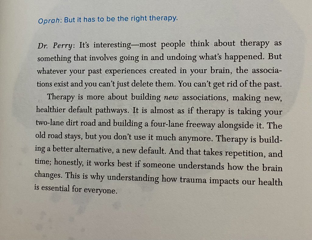 The best definition of therapy I have come across. #whathappenedtoyou by @Oprah & @BDPerry 🙏🏻✨