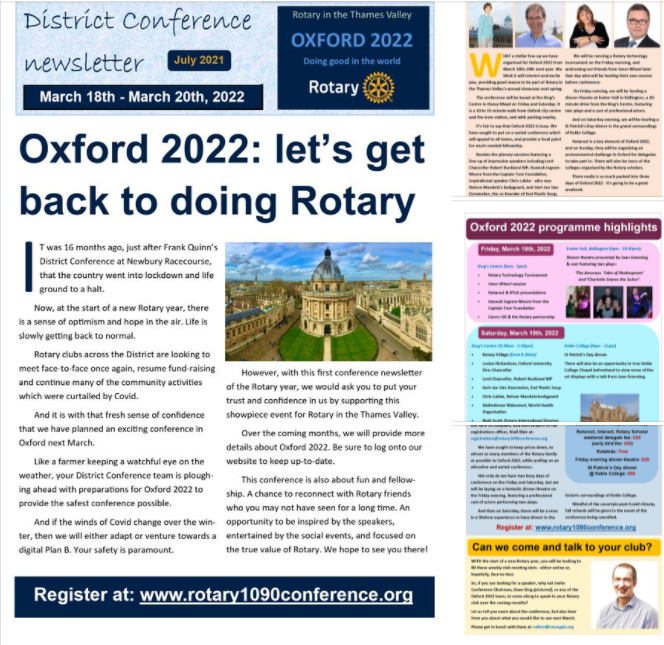 There are loads planned for the up and coming conference as you can see from the Newsletter we recently sent out via DMS to you all. Hopefully, you have received it and your club has a copy of this first issue!! Eat Sleep & Dream in Oxford at #oxford2022 #rotarydoinggood 😎🥳😁