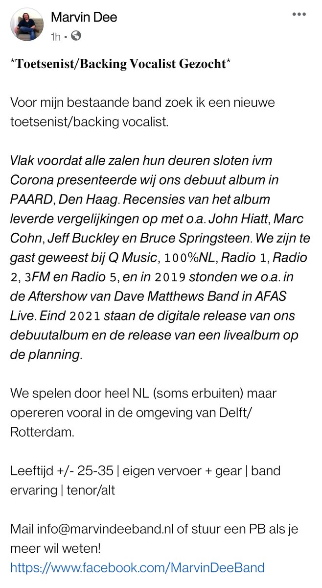 #vacature #toetsenist #muzikantgezocht #bandlidgezocht #keyboard #piano 

Delen = lief