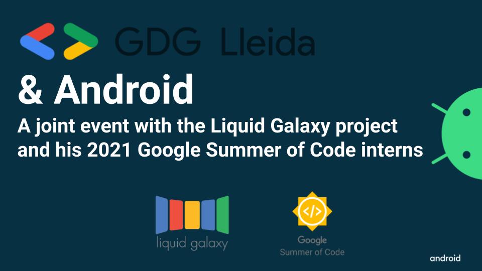 El próximo jueves 29/7 a las 19:00 el <a href="/GDGLleida/">GDGLleida</a> presenta su evento #Android conjuntamente con el <a href="/_liquidgalaxy/">_liquidgalaxy</a> LAB de los <a href="/LaboratorisTIC/">LaboratoriosTIC</a> del @parcteclleida con varios estudiantes presentando sus proyectos @gsoc y experiencias <a href="/Android/">Android</a> de este verano gdglleida.com/2021/06/evento…