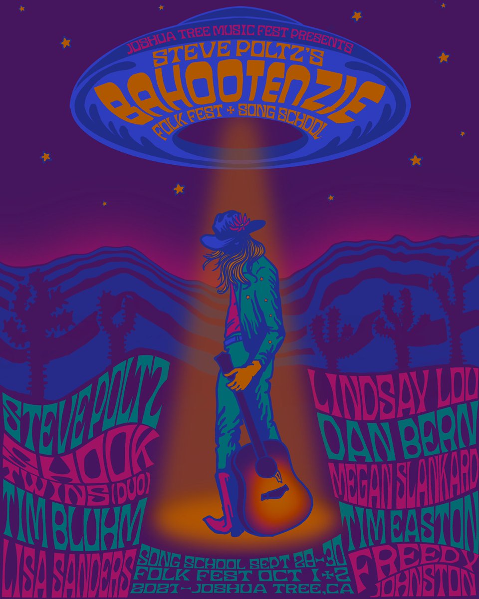 October 1st &amp; 2nd I’ll be returning to my old home in Joshua Tree, California to play the <a href="/stevepoltz/">Steve Poltz</a> curated BAHOOTENZIE Festival. #bahootenzie