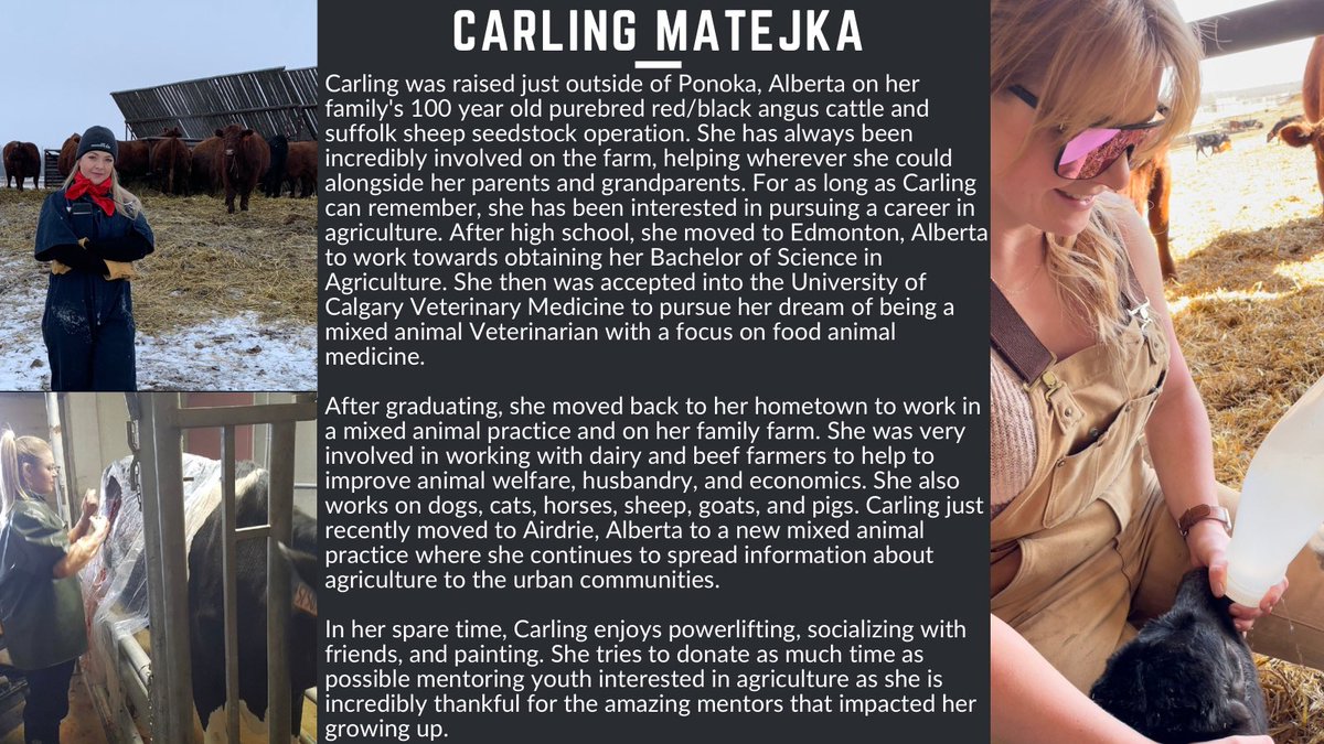 It’s #MemberMonday!! Get to know <a href="/DrCarling/">Carling Matejka</a> from #Alberta 🐂 #CAYC #CCJA #CdnAg #CdnAgYouth