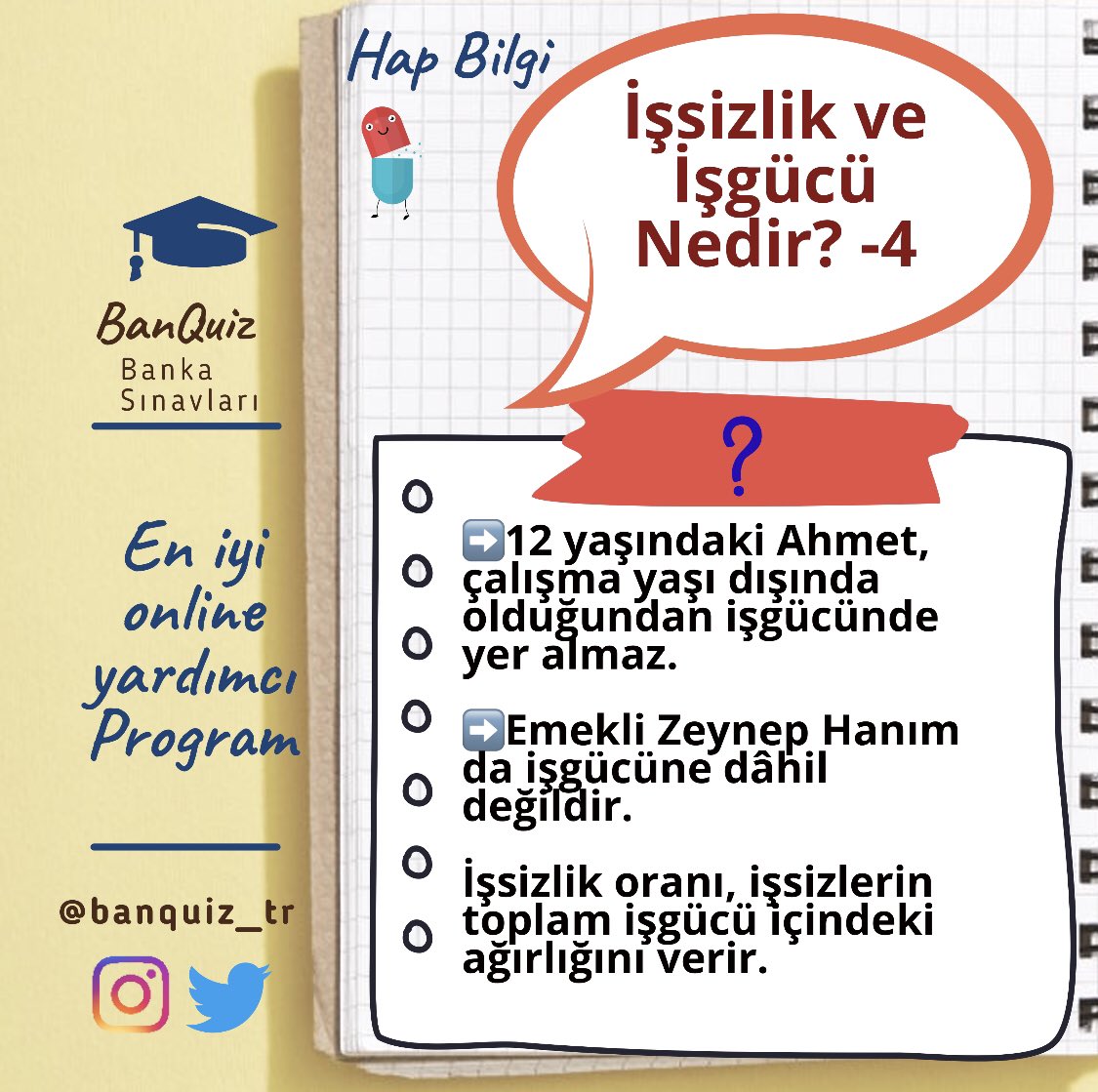 BanQuiz_tr's tweet photo. İşsizlik ve İşgücü Nedir?

#İşsizlik #İşgücü #istihdam 
#ankes #parabanka #genelkültür #genelekonomi #genelyetenek #bankacı  #bankacılar #hapbilgi #hapsoru #banka #bankasınavları #bankasinavlari #yükselmesınavları #yükselmesınavı #banquiz #finansalokuryazarlık Kaynak:TCBM https://t.co/2qmVjZ10p5
