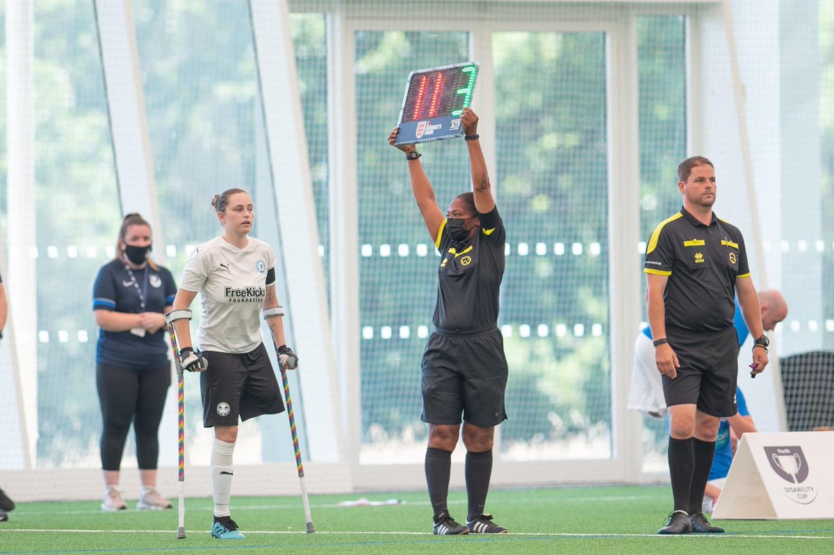 Making history. ⚽️ <a href="/shelbeeclarke/">Shelbée Clarke</a> 

#discoverdisabilityfootball #EAFAFamily #fadisabilitycup #amputeefootball #ThisGirlCan