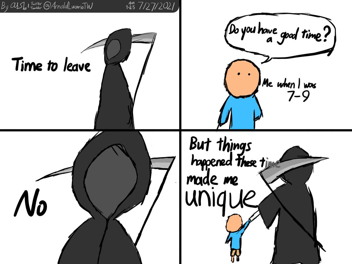My past. Record. #bullying #past #meme #comics *These are not my new OC. Just a Kid and a Grim Reaper