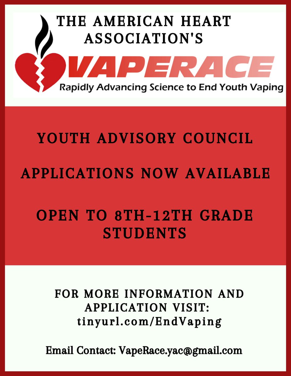 Vaperace_yac's tweet photo. #Vaperace #AHA #EndYouthVaping https://t.co/lbrquazMyO