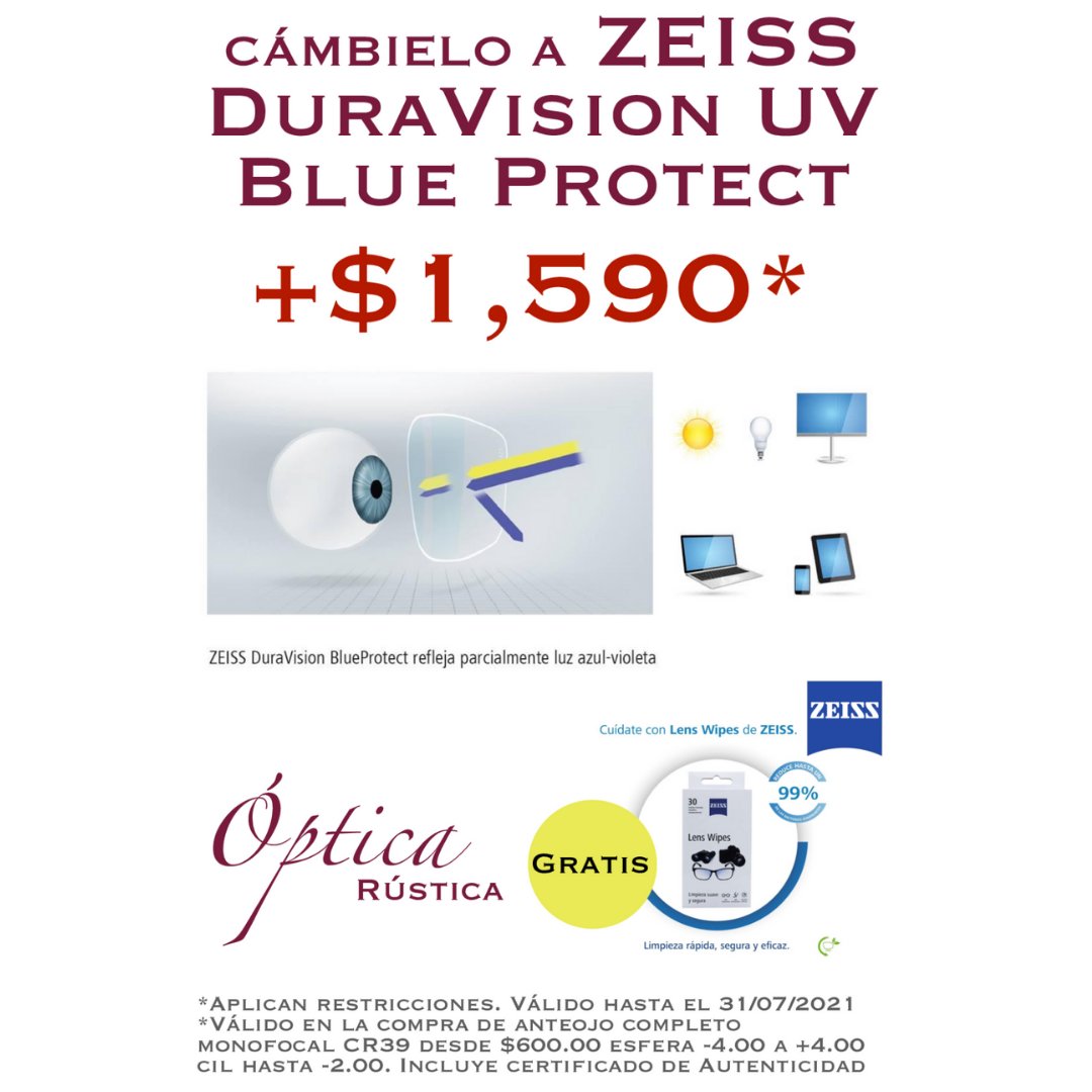OpticaRustica's tweet image. #OpticaRustica #Huejotzingo

Aproveche nuestro precio especial hasta el 31 de julio 2021

Protección UV Total
Protección contra la luz azul-violeta

#ZEISS #lentes #micas #gafas #armazones #miopía #astigmatismo #lentespremium #losmejoreslentes #saludvisual #salud #lenteszeiss.