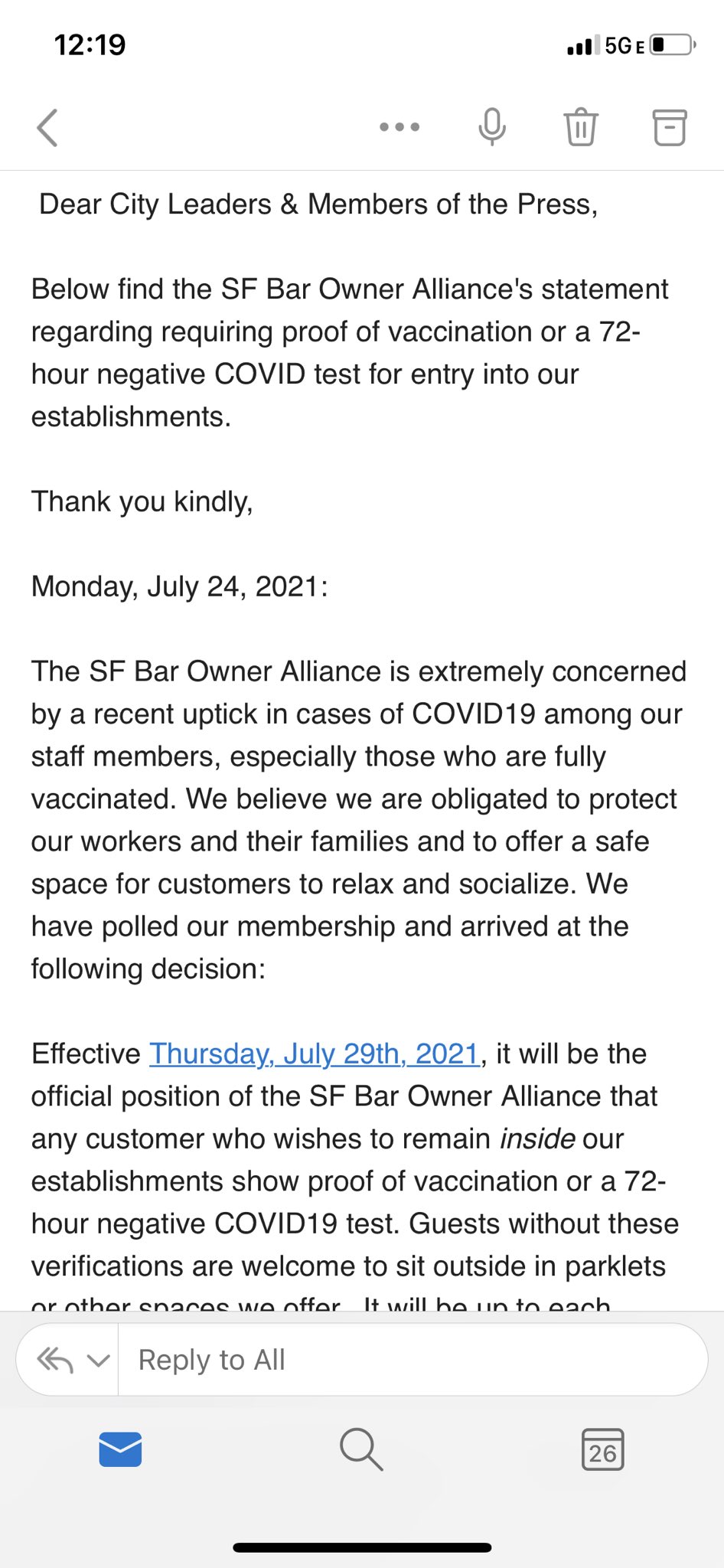 Amanda Hari on Twitter "The SF Bar Alliance is requiring proof of