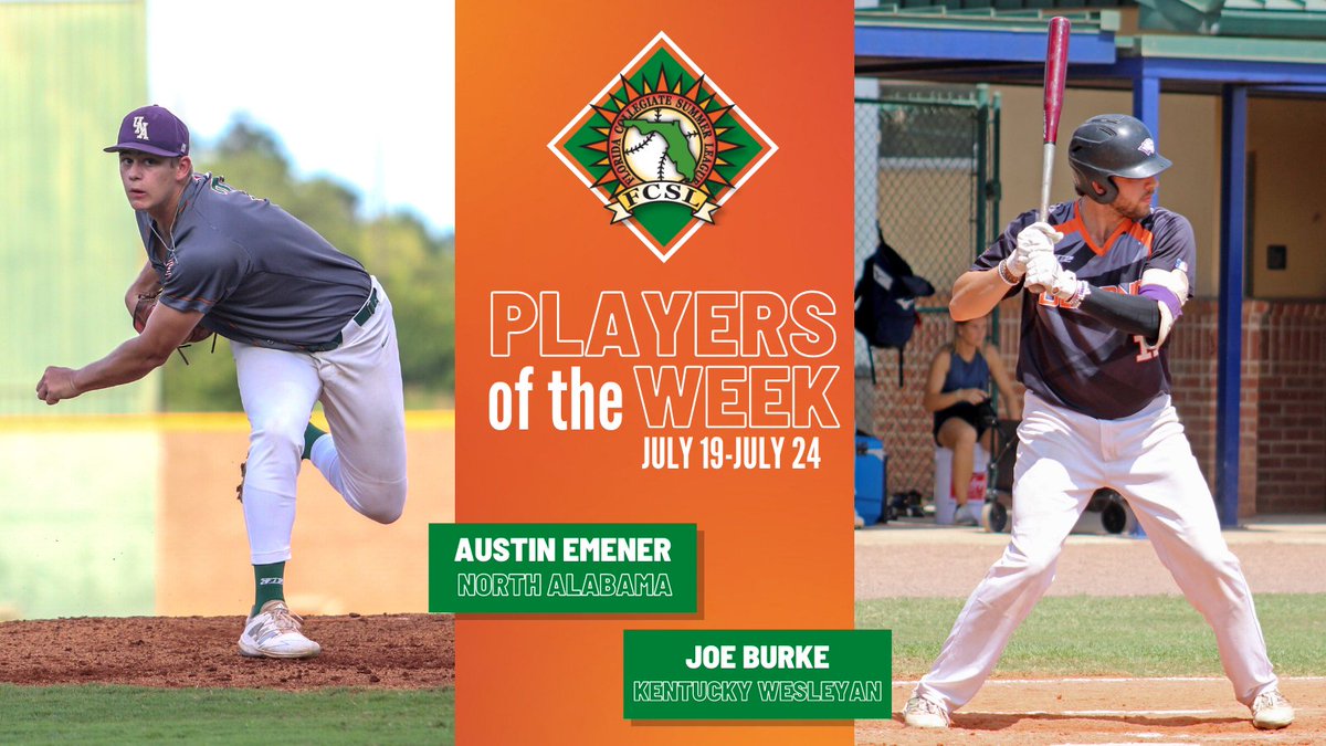 floridaleague's tweet photo. Our final regular season Players of the Week are here!🏆 Austin Emener (North Alabama) makes his second appearance and Joe Burke (Kentucky Wesleyan) earns the award after setting Florida League career records in 3 categories.

📰Read about it here: https://t.co/tgkodgn7g2 https://t.co/b1xoTZwA4y