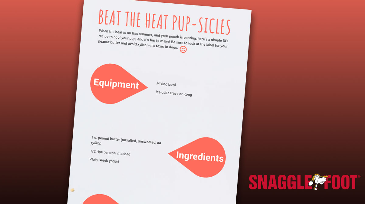 SnaggleFootBham's tweet photo. Next time your pup is sprawled on the floor, panting from heat, give them a DIY tasty frozen treat. Cool them off from the inside out! They're easy to make + they will love you. 🐶 NOTE: avoid peanut butter with xylitol, it's toxic to dogs!

https://t.co/IIzk04778B

#SnaggleFoot https://t.co/DvM5LhTZsR