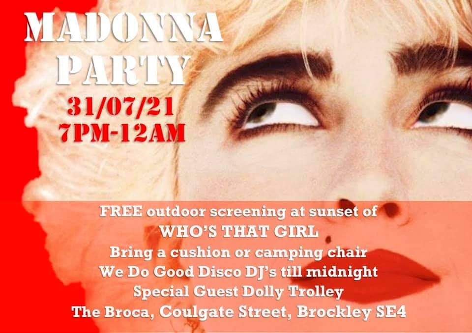 wedogooddisco's tweet photo. Who knows what the weather will do but we are still planning to have fun this Saturday in Coulgate Street SE4.

Music from 7, Who's that Girl screening from sunset 
Join us!

Free but bring a cash donation if you can spare one.

🎥🎶🌇 https://t.co/jCe5dmJVAh