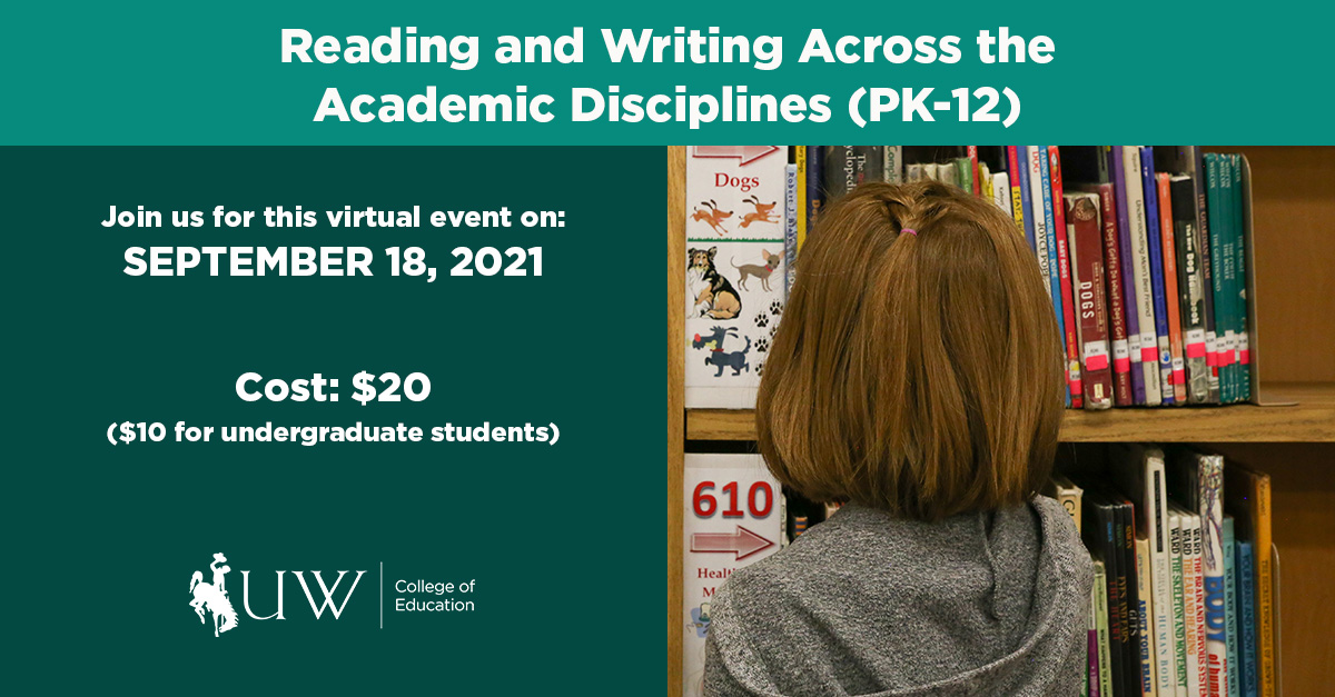 Join the <a href="/uwlrcc/">UWYO LRCC</a> for a one-day, virtual literacy institute, on Sept. 18. Discover new trends in literacy instruction from national experts, UW professors and local educators! Cost is only $20 ($10 for undergrads). 

Info: bit.ly/uw-literacy-in….
#UWyoCoEd #UWyo #WyoEdChat