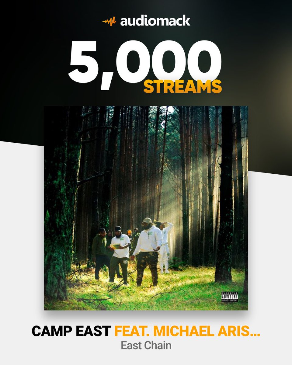 east_chain's tweet photo. Thank you for 5K Streams of #CAMPEAST on @audiomack! 🔥 https://t.co/UsjrmUzT6E