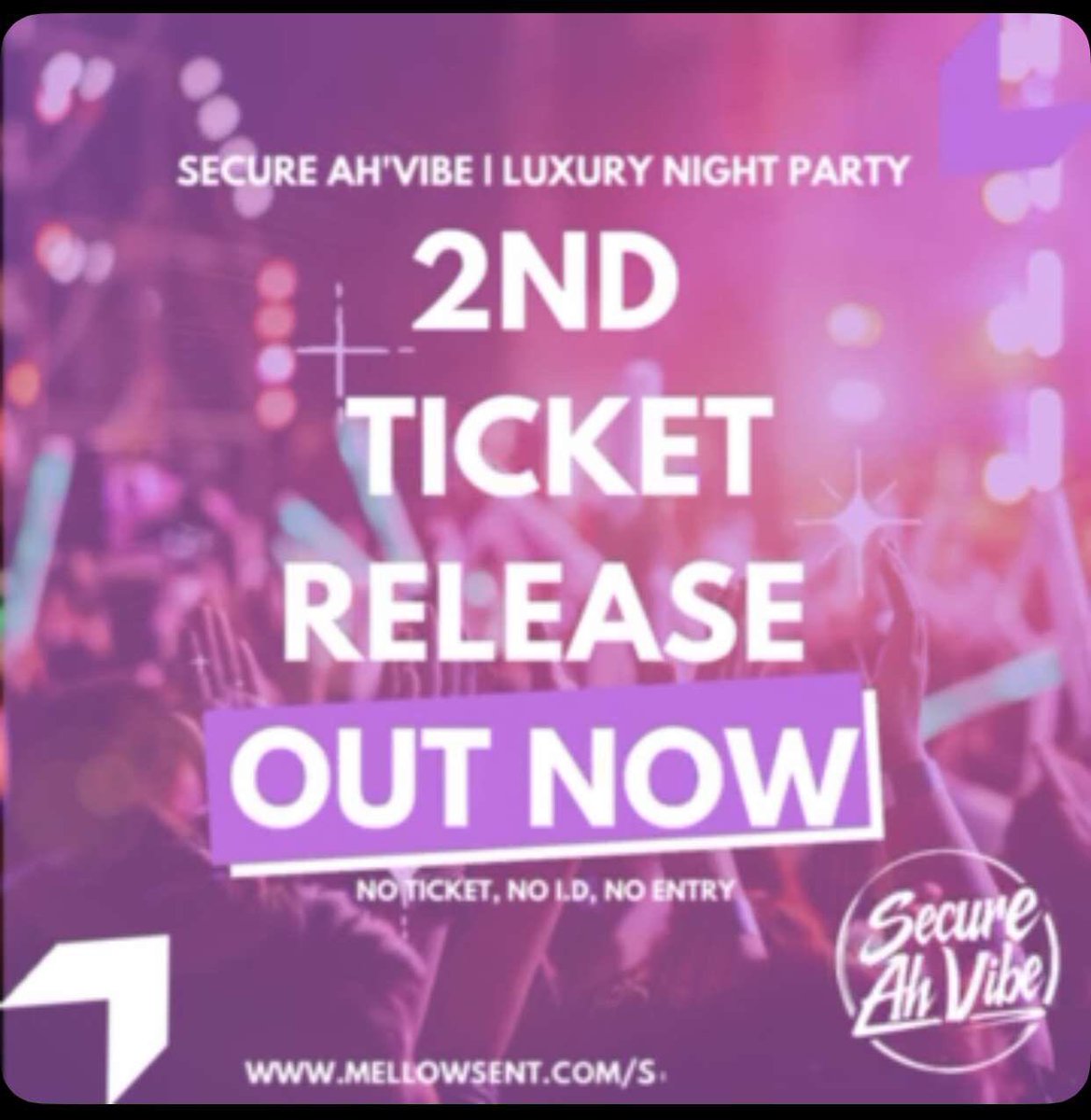 SECURE AH VIBE 🎉 @Just_cm29 

The Luxury ✨ Clubbing &amp; Shisha Experience 🤩

360 Picture Booth On Deck 📸 

Sponsored By <a href="/adakavodka/">ADAKA 🦁🍸</a> 🦁

Early Bird Tickets SOLD OUT ❌
1st Release Tickets SOLD OUT ❌
2nd Release Tickets OUT NOW 🚨

mellowsent.com/secureahvibe