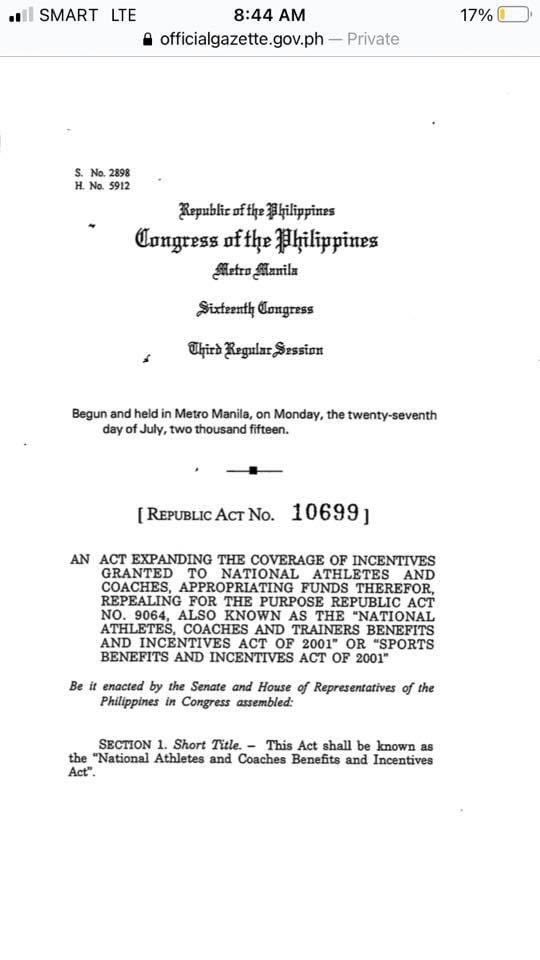 jamelaaisha's tweet photo. Hidilyn Diaz will be receiving P10M pesos and an Olympic Gold Medal of Valor to be issued by the PSC. 

It was signed into law by the late President Benigno Aquino III. https://t.co/7NCBoBPVMb