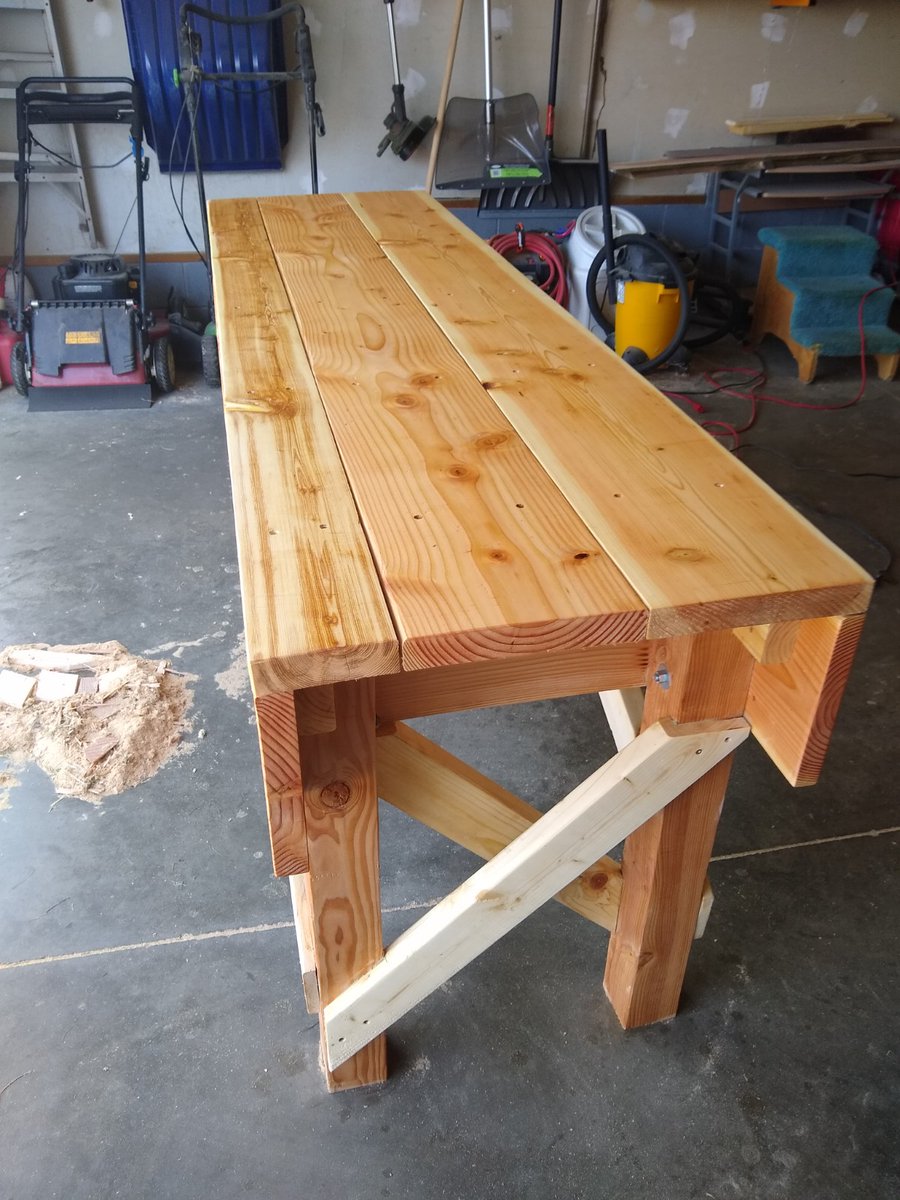 atmaz's tweet photo. Finally finished my new workbench today. It's called an English Joiner's workbench... the design is hundreds of years old, so I figured it would be a safe bet. https://t.co/PlJ10Rol22