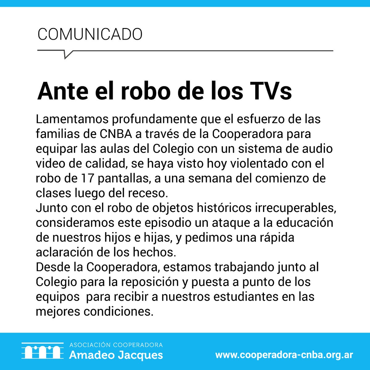 Asociación Cooperadora Amadeo Jacques - CNBA (@cooperadoracnba) on Twitter photo 