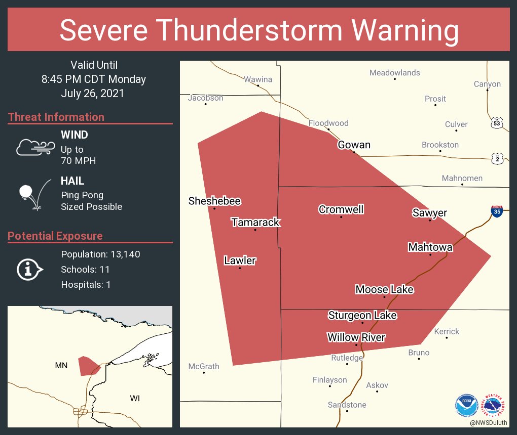 NWS Duluth on Twitter "Severe Thunderstorm Warning continues for Moose