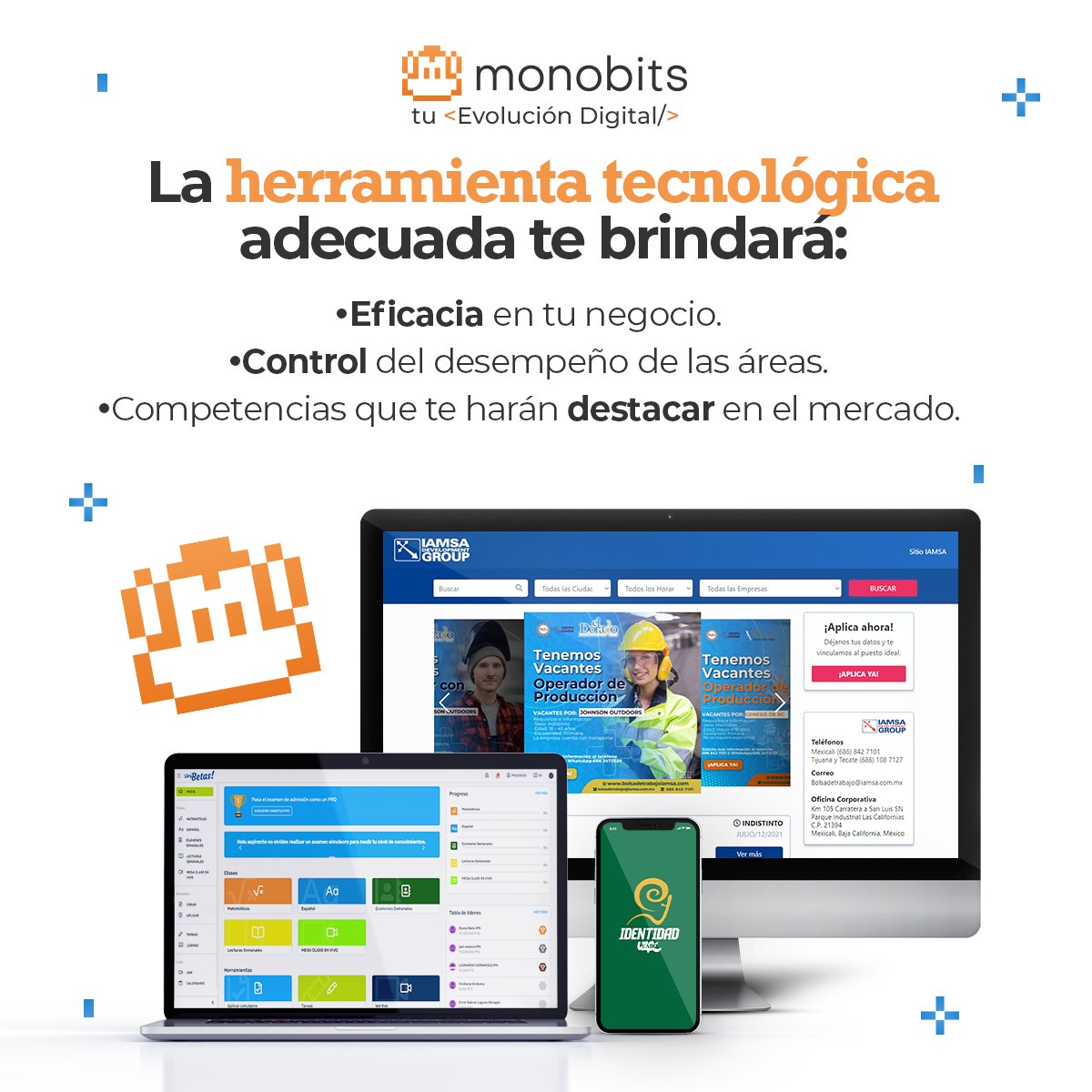 monobits_'s tweet photo. ¿Qué metas deseas alcanzar en tu negocio?🐵
Generamos la herramienta adecuada que te llevará a alcanzar tu objetivo.
Da clic y haremos la evaluación GRATIS de tu proyecto https://t.co/eYWWvWDx8x
Monobits, tu Evolución Digital.
#MonobitsTech https://t.co/sLYEYhuUjl