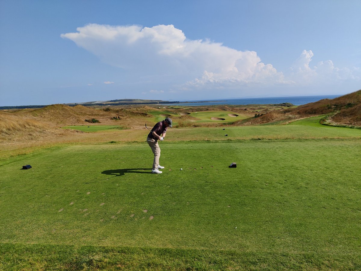 alfleming77's tweet photo. Day 2 of great golf trip. Yesterday @panmuregolf was in great condition. Today @dumbarniegolf. First time visit, hopefully not the last. Superb golf experience. Great to catch up with 2 @UHI_GOLF graduates while there. Thanks to both clubs for the hospitality. https://t.co/vxV84ZvWzL