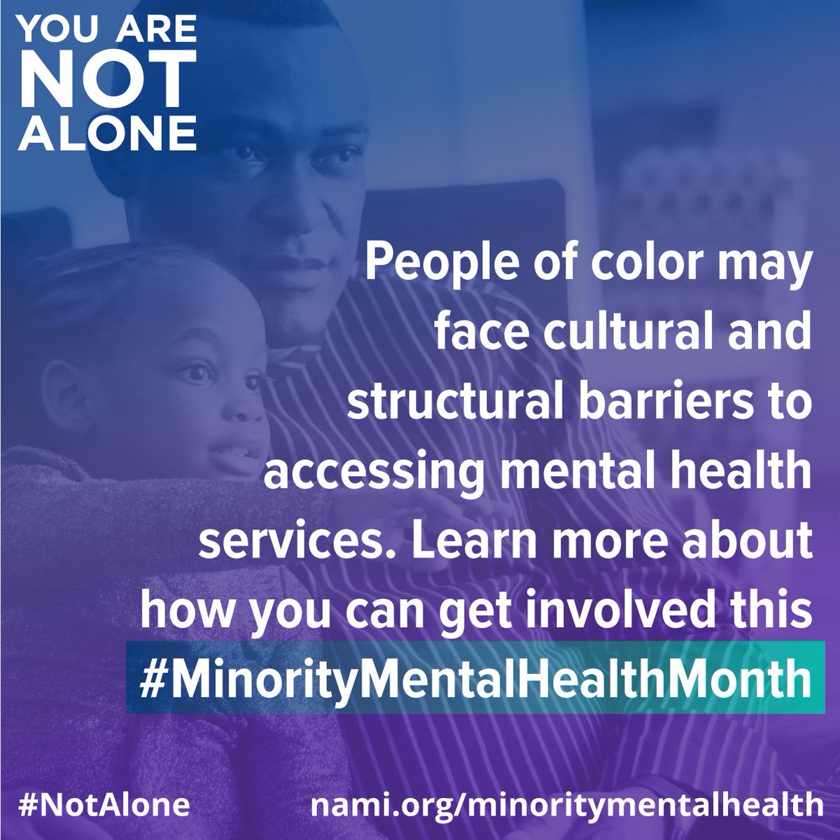 Cultural and structural barriers DO exist when the discussion of mental health access takes place.

Learn how you can help make changes at nami.org/minoritymental…

#MinorityMentalHealth #NotAlone #YouMatter #CulturalBarriers #MentalHealth