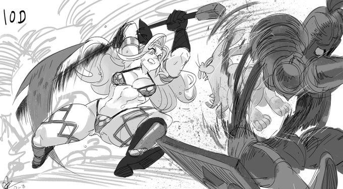 The Amazon from Dragon's Crown was the winner of this month's Patreon illustration poll.

Here she's facing off against the infamous Killer Rabbit. I'm still stoked that this reference is in the game haha.

Also riding a dragonlisk, classic visual there. 
