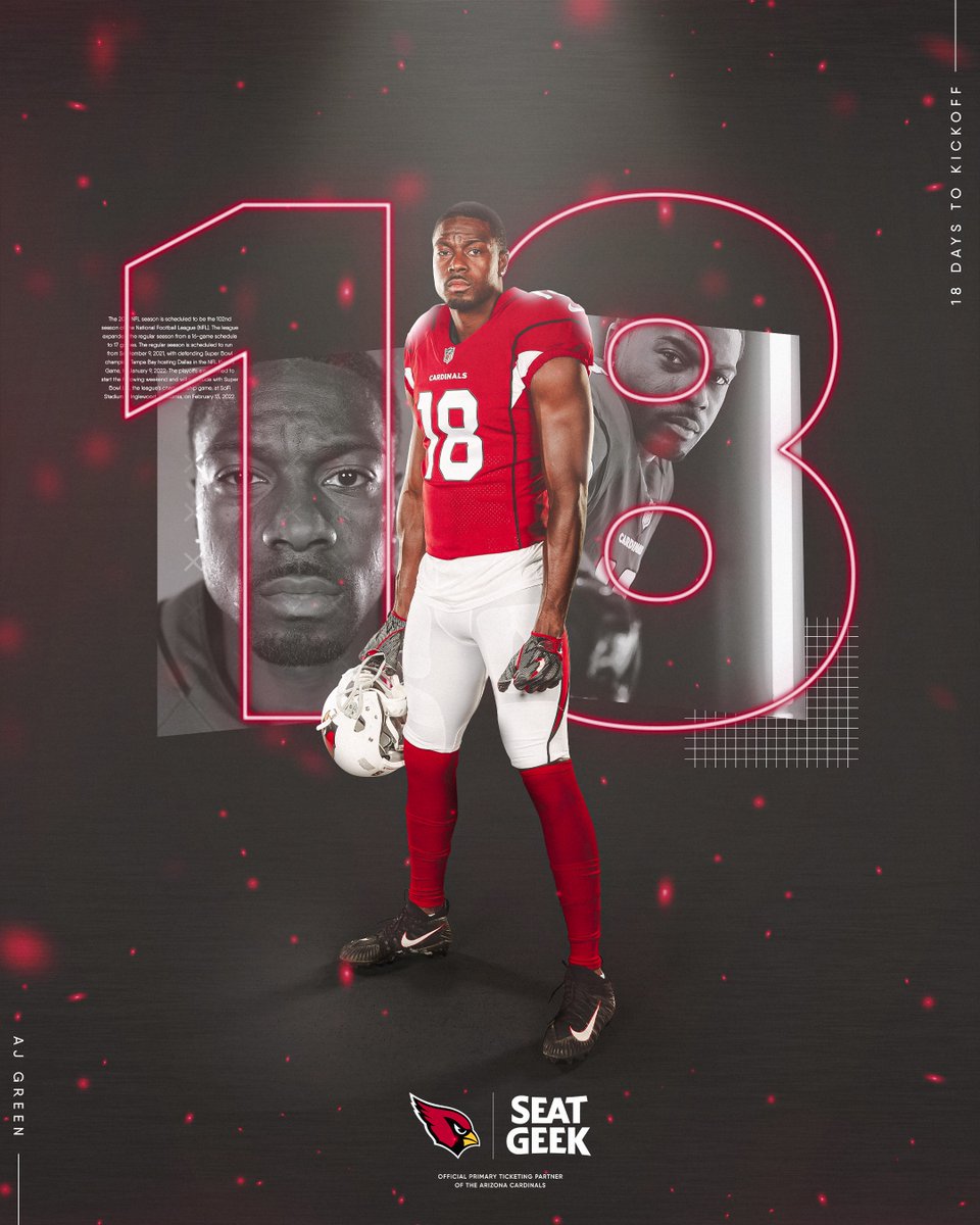 AZCardinals's tweet photo. 18 days away from seeing this guy in Red &amp; White 😎

🎟 https://t.co/3owhd4AQ8a https://t.co/0tUIDnspaN