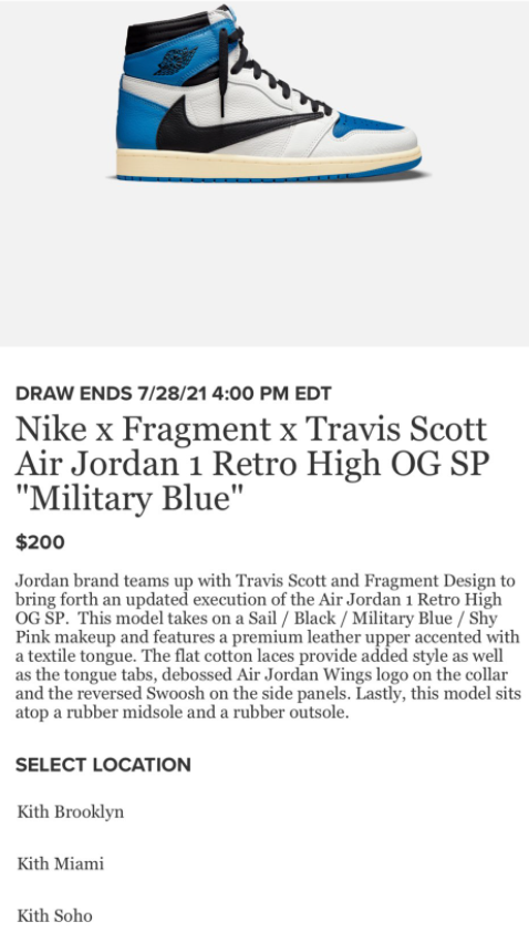 Solelinks Online Raffle Via Kith App Travis Scott X Fragment X Air Jordan 1 High Og Kith Soho Brooklyn Amp Miami Only T Co Avp2huwtxn Twitter