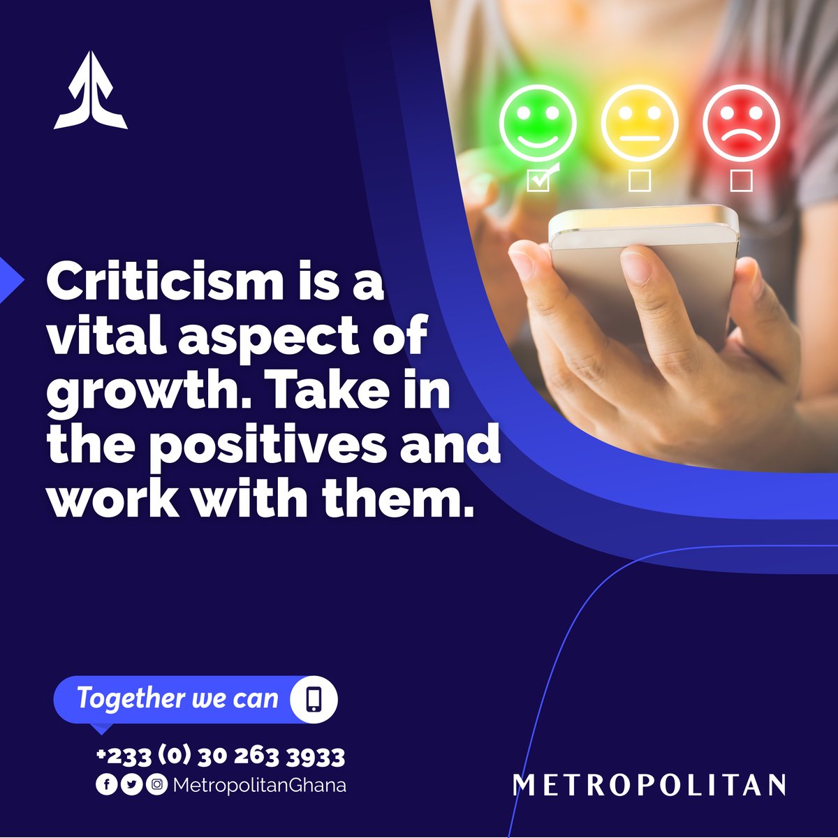MetropolitanGha's tweet photo. Take the sweet with the bitter, criticism builds a successful mind.
 
#METricks https://t.co/pYcNqfYatv