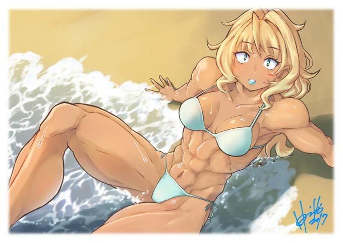 #オリキャラは性癖の見本市 
この夏にアップデートを入れたいと思っている褐色デカ娘のミシェルちゃん😏 