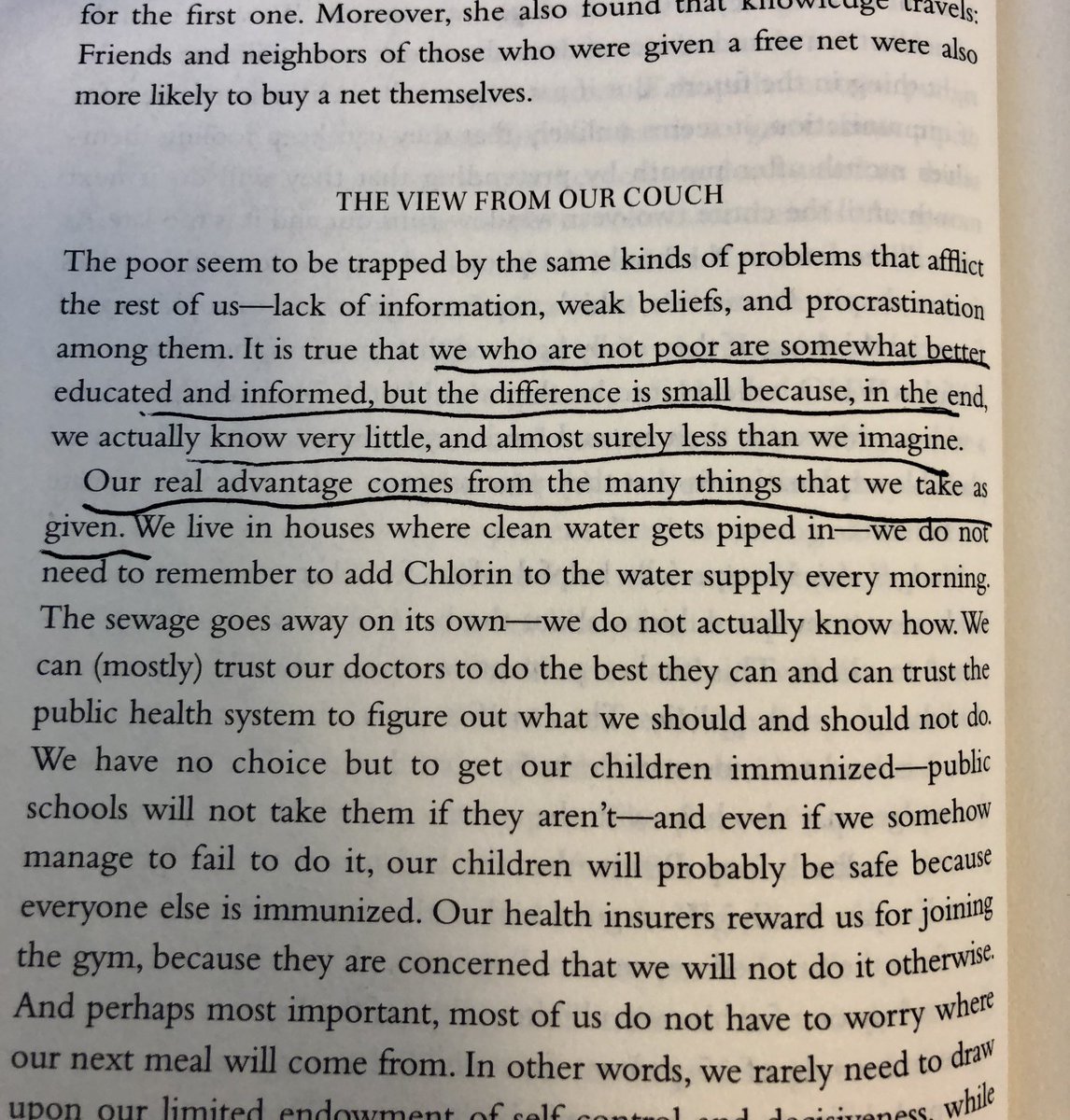 steeelheart's tweet photo. Recent reading. 1. I’m unlikely to make a better decision if put me in the same situation as the poor ($2 per day)—-higher risk, fewer resources. 2. Little by little, small improvement can be radical. https://t.co/oi3FzTP83d