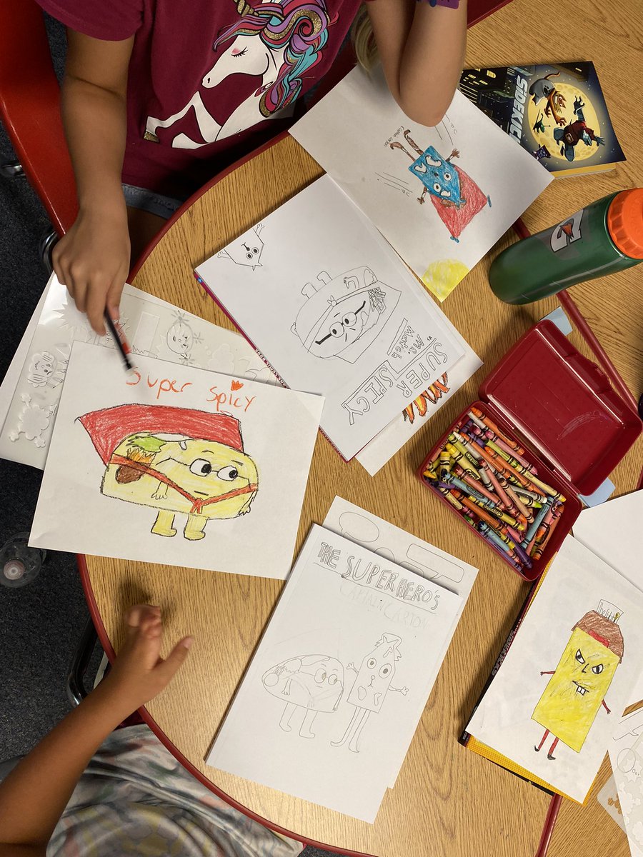 Doing some character development today at graphic novel camp at PHE! Peep our <a href="/dsantat/">Dan Santat</a> mentor text!
