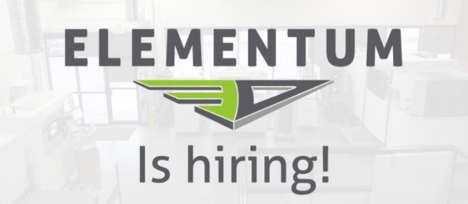 CAREER OPPORTUNITY

The opportunity to use your extraordinary skills and knowledge to inspire and advance 3D printing
to new heights is now available! Go to elementum3d.com/careers to apply for the following positions.

COO
Engineering Lab Technician I
AM Technician