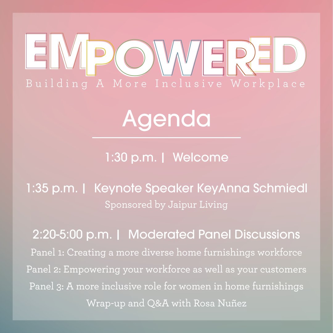 #Empowered is only two days away! Join us and our amazing keynote speaker and panelists as we discuss building more diverse workplaces within the home furnishings, gift and design industry. Are you signed up yet? Register now for FREE: bit.ly/RegEmpowered