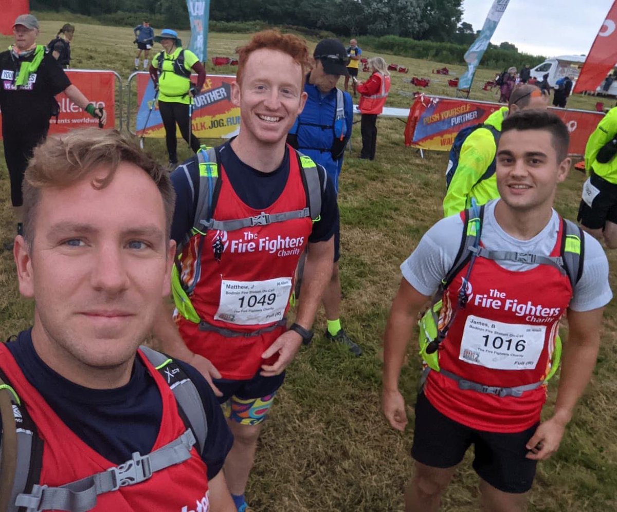 UPDATE: Ultramarthon complete 🏃‍♂️ Great effort from Alex completing the full 102km. Gutted that Matt and I were withdrawn at 84km due to nasty ankle injuries sustained early in the race.. 
Total now at £3,559! 

<a href="/BodminCFRS/">Bodmin Community Fire Station</a> <a href="/CornwallFRS/">Cornwall Fire and Rescue Service</a> <a href="/CornwallCFO/">Kathryn Billing</a> <a href="/Cornwall_FFC/">The Fire Fighters Charity - Cornwall</a> <a href="/firefighters999/">Fire Fighters Charity</a>