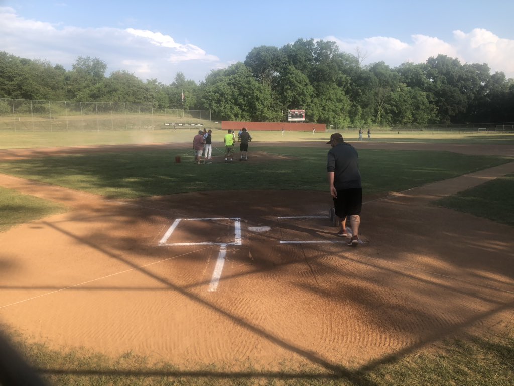 TedSoMdNews's tweet photo. Grounds crew preparing field for start of St. Mary’s Post 255 and host Funkstown 211 in legion state tourney https://t.co/BWTGlhWQlr