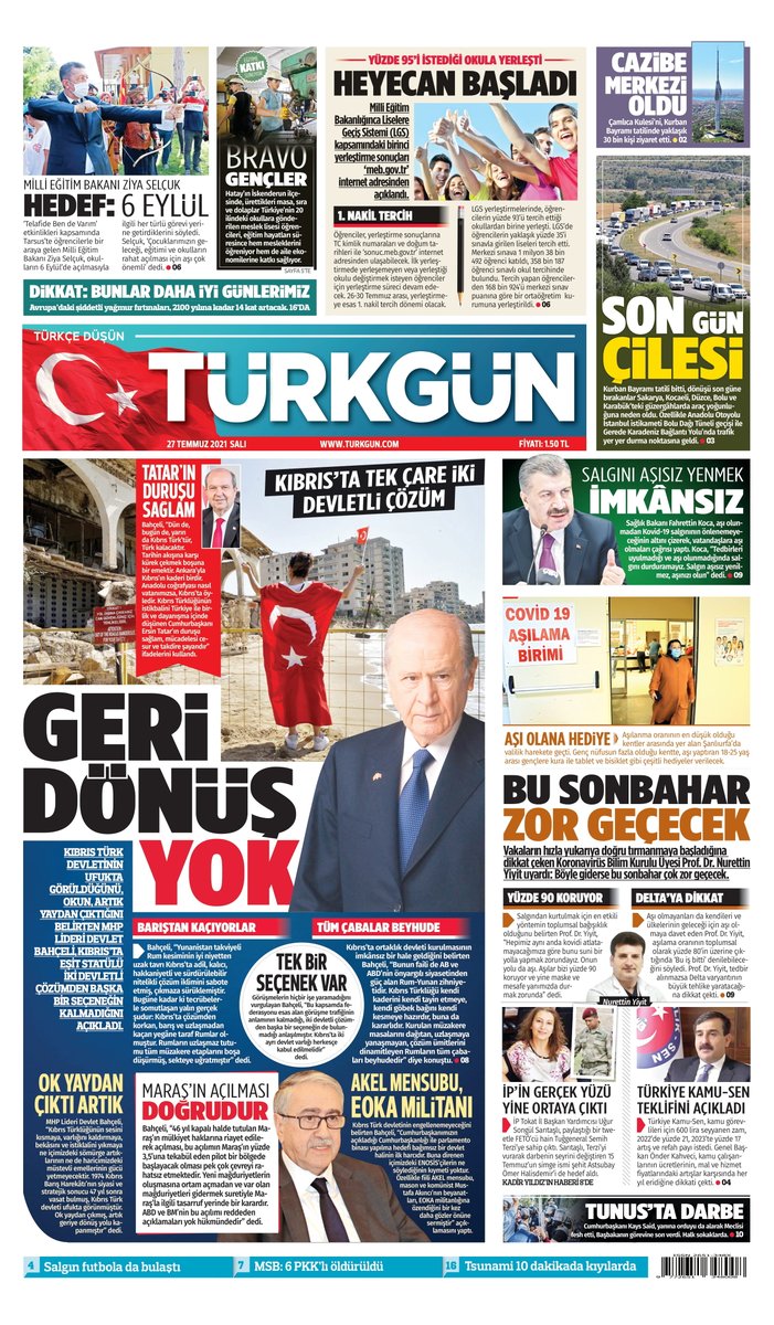TurkgunGazetesi's tweet photo. Gazetemizin 27 Temmuz 2021 Salı baskısını inceleyebilirsiniz... #Türkgün #TürkgünGazetesi https://t.co/3FfRDiSwPP