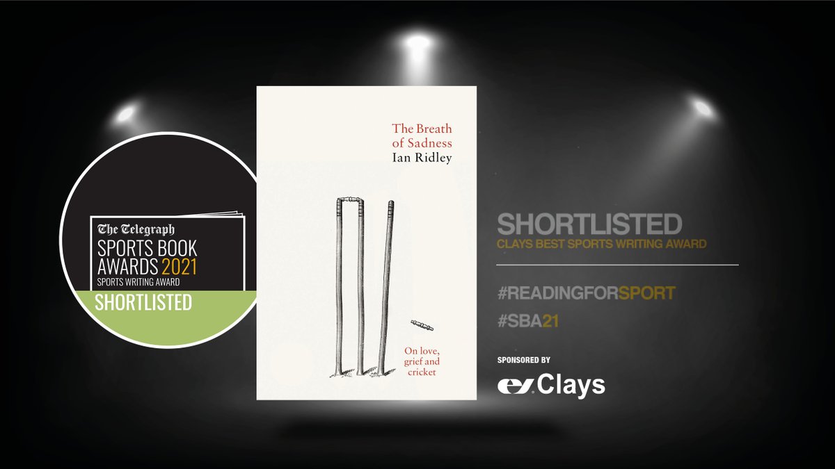 We're delighted that The Breath of Sadness by @IanRidley has been shortlisted for the Best Sports Writing Award at the @sportsbookaward. #SBA21 #ReadingForSport