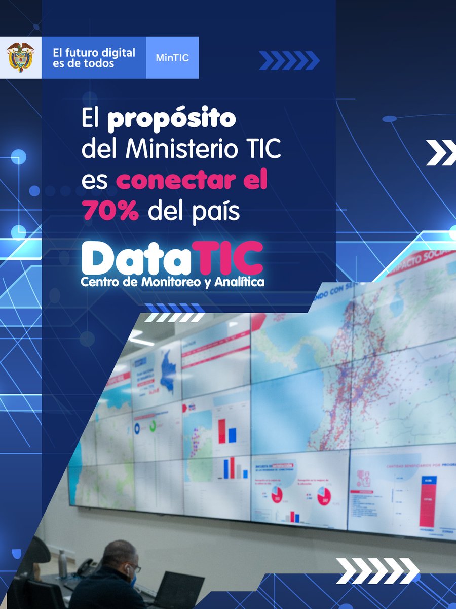 TalentoDigCol's tweet photo. #DataTIC sirve para tomar decisiones estratégicas desde el @Ministerio_TIC que nos permitan alcanzar la meta del gobierno nacional de conectar el 70% de las familias colombianas antes de agosto de 2022. #MinTICConecta https://t.co/OVYtcEh57u