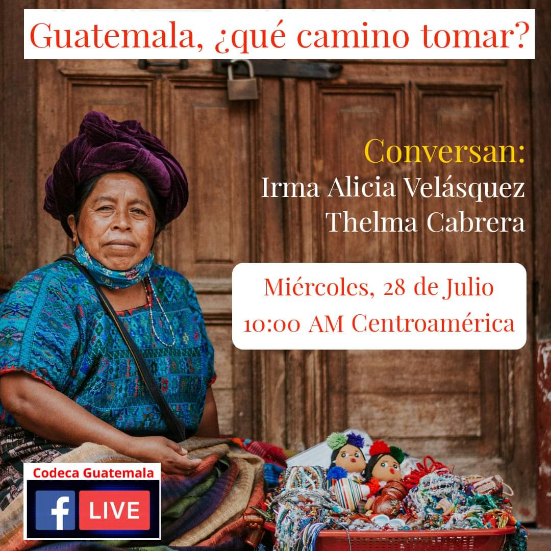 GtCodeca's tweet photo. Coyuntura de Guate, nuevamente se presta para reflexionar que opciones y acciones estamos realizando. Miércoles 28 de julio próximo, a las 10am, Centroamérica.

¿Por qué estamos como estamos en el país? ¿Qué caminos debemos tomar para hacer los cambios estructurales en el país? https://t.co/wnokqTQHS6