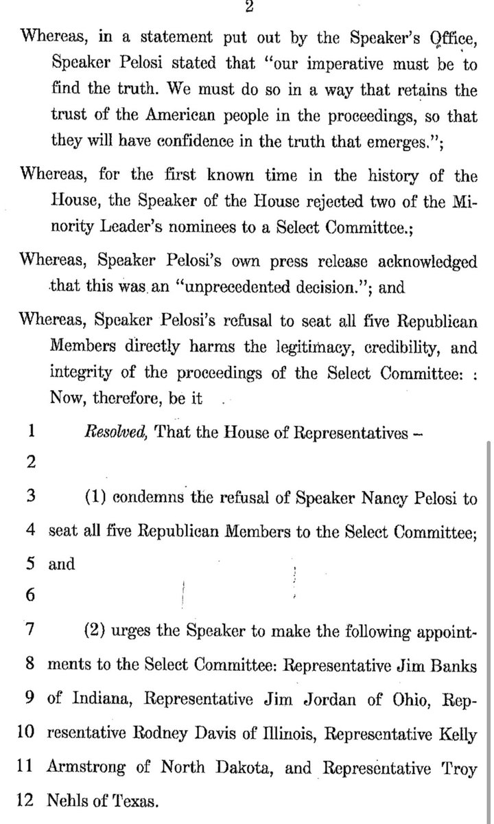 JakeSherman's tweet photo. Here’s the ⁦@GOPLeader⁩ privileged resolution. https://t.co/gnH25owCko