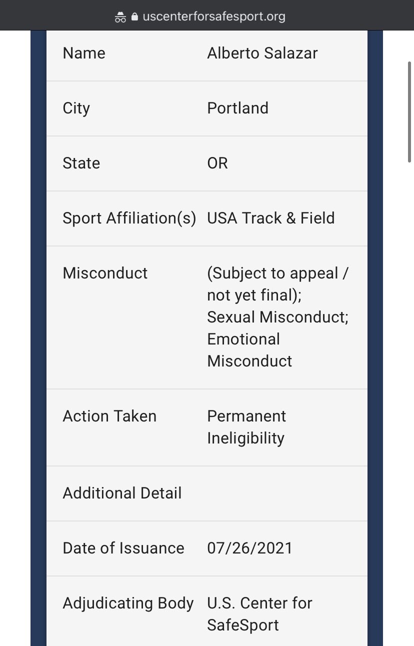 Pole Vault Power on Twitter "Alberto Salazar has been ruled permanently ineligible by the US