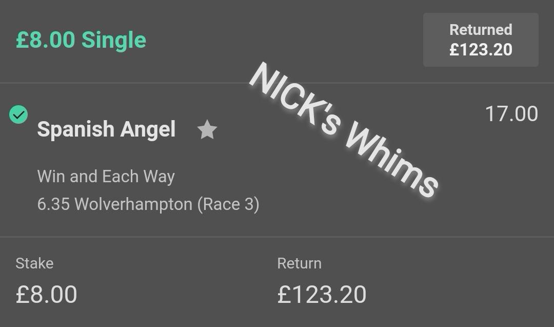 nickswhims's tweet photo. Two winners and a place today give us a tidy profit leading into Goodwood!

Spanish Angel 16/1
Dark Esteem 10/1
Yester 22/1 (place)

We're on 220 points for July looking to break our record of 245 in a month

DM to get involved

#HorseRacing #HorseRacingTips #winners #tips #bets https://t.co/XKtrlARoJn