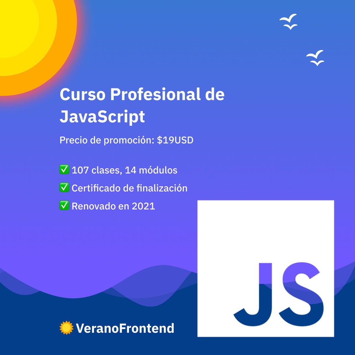 codigofacilito's tweet photo. Sólo durante #VeranoFrontend puedes adquirir el curso profesional de JavaScript a precio especial:
Adquiérelo de por vida, repítelo las veces que quieras:
https://t.co/JYRtRLBwv1 https://t.co/wa9nVXSkQB
