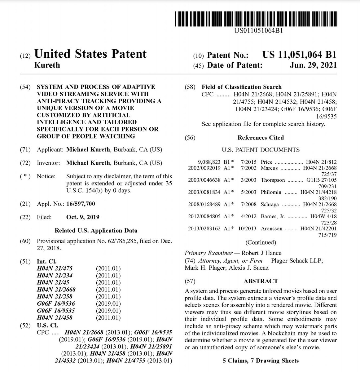 US Patent 11,051,064