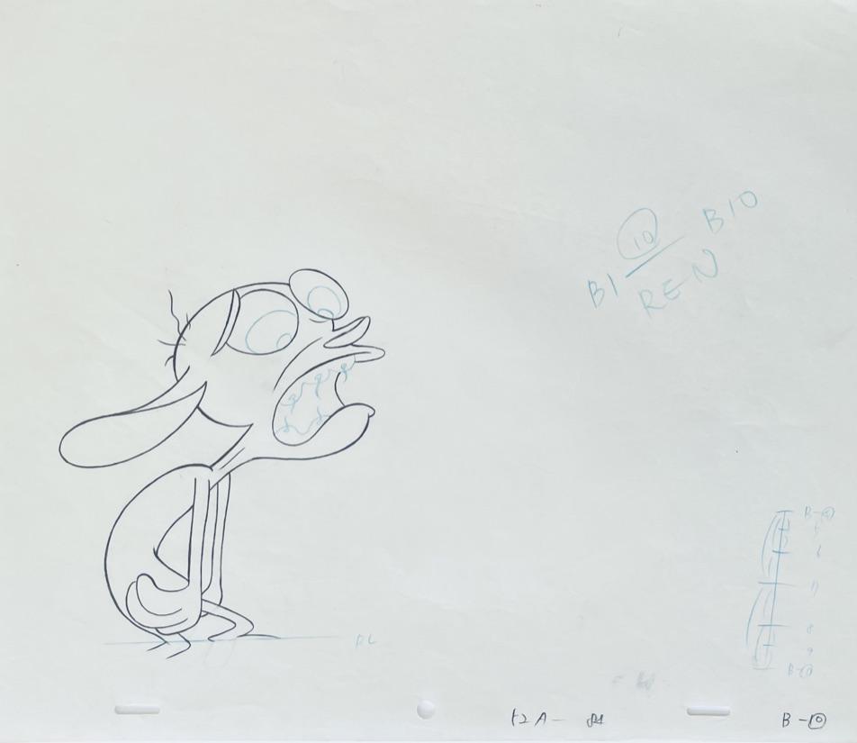 ArtofrS's tweet photo. Animation drawing  from 1992’s ”Ren’s Toothache”, Prod # RS5-2A, exact artist unknown. Drawn at Rough Draft Korea in Seoul, South Korea. https://t.co/p9SnAwRQNY